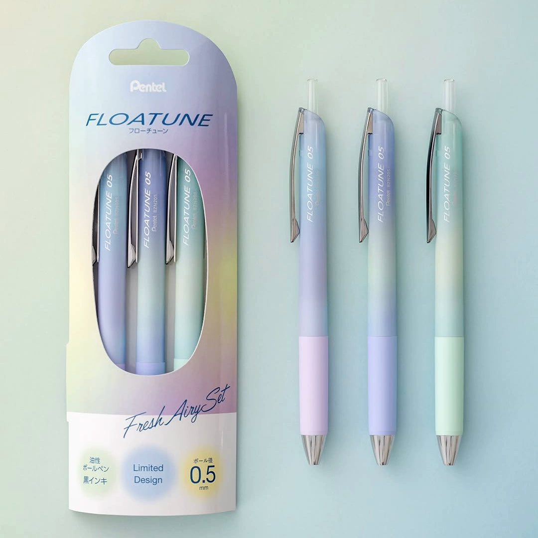 Pentel Floatune Ballpoint Pen Airy Set 0.5mm 3 Pack [Limited Design] Fresh Airy Set