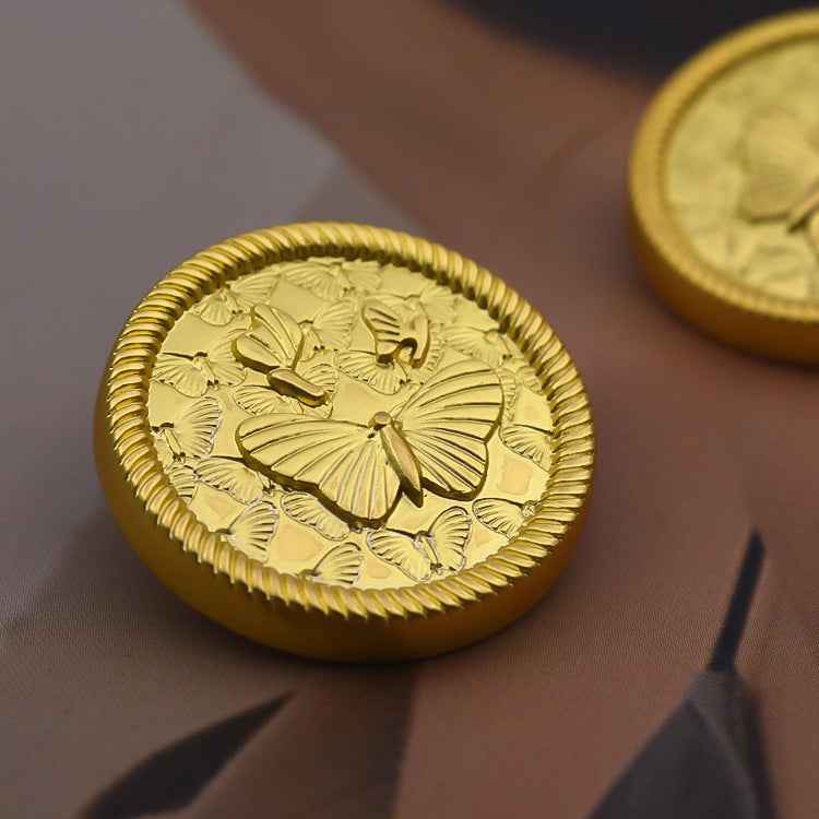 Round Vintage 3D Butterfly Embossed Metal Buttons 20pcs Gold
