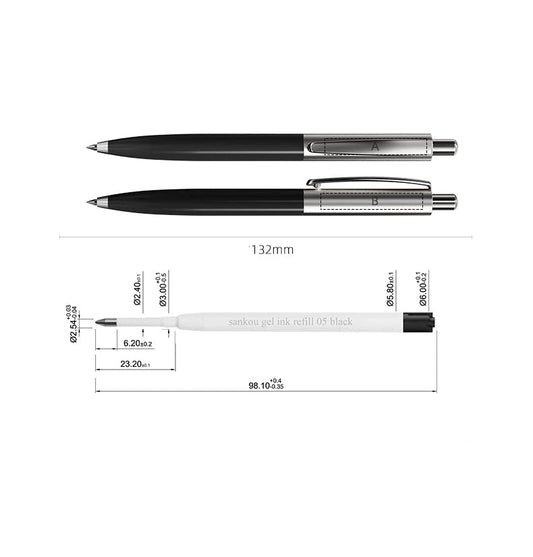 SANKOU Retro Retractable Ballpoint Pen 1.0mm Black & Blue Oil Ink 4 Pack