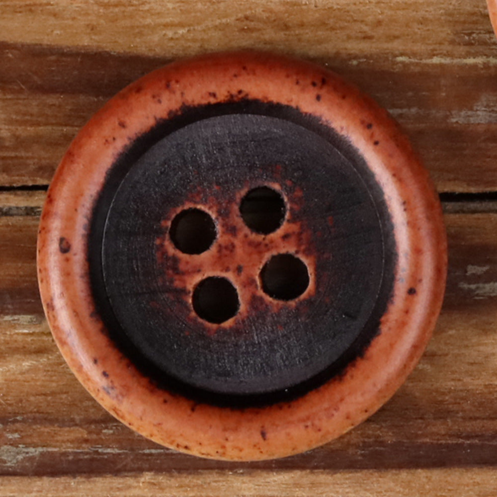 Dopamine Color Series Round 4-Hole Wood Buttons – Set of 30 Black Red