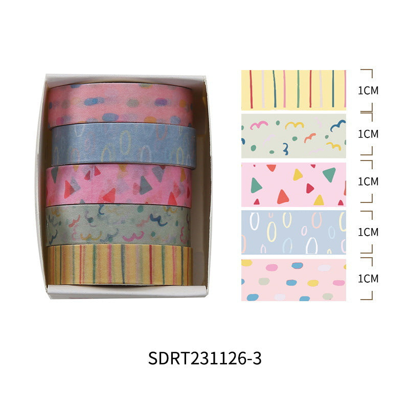 Sweet Donut House Washi Tape Set | 60 Rolls | 12 Color Palettes × 5 Rolls | 10mm × 2m