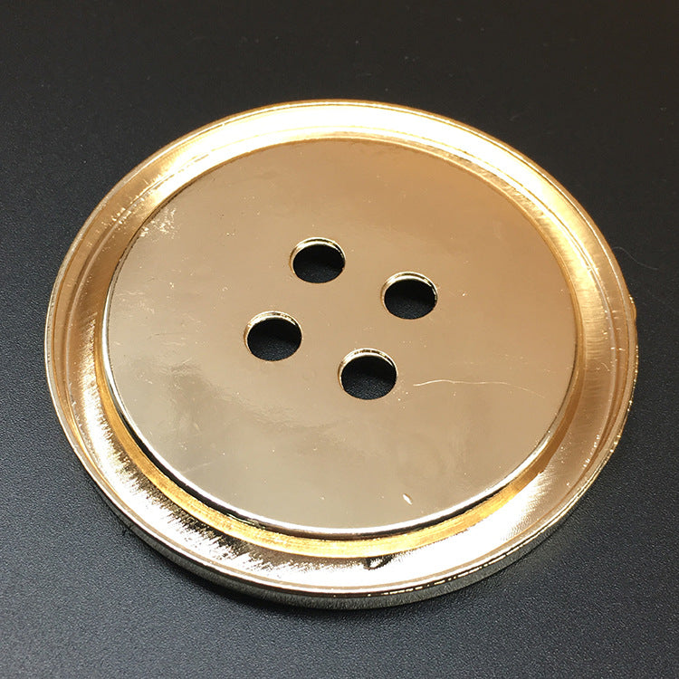 70mm Extra Large Gold Round Thin Edge Four-Hole Metal Buttons 10pcs