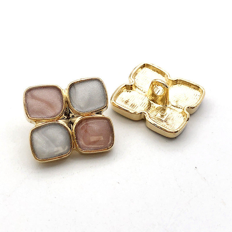 22mm Gold Round Square Rhinestone Metal Shank Buttons 10pcs 8