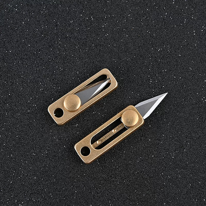 Brass EDC Pocket Slip Knife | Mini Keychain Box Cutter