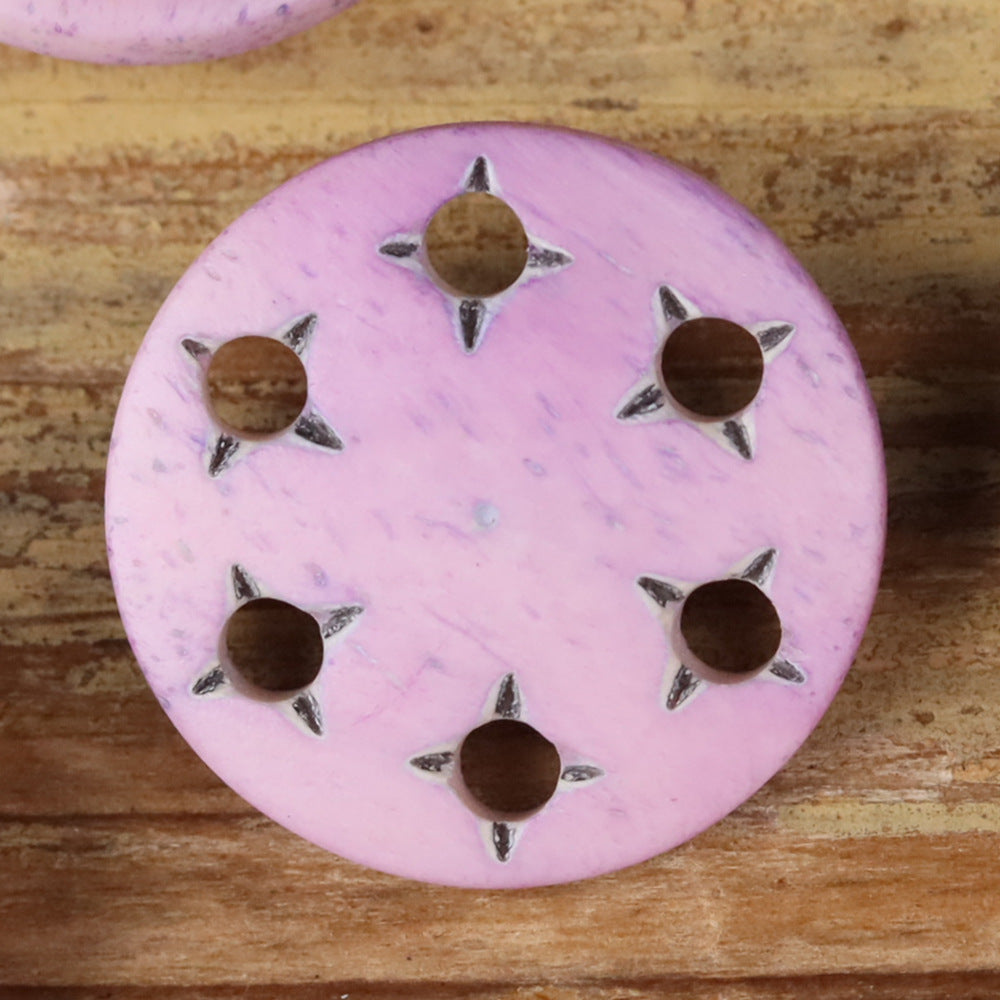 21mm Star Cutout Natural Horn Shank Buttons | Pack of 10 Pink