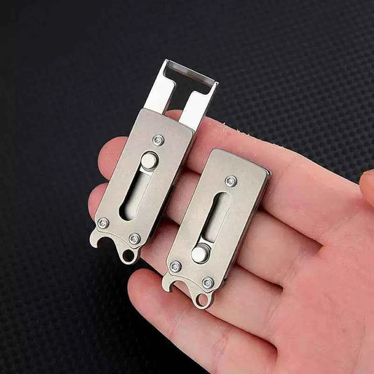 Mini Titanium Peeler Knife & Bottle Opener Keychain Multi-Tool