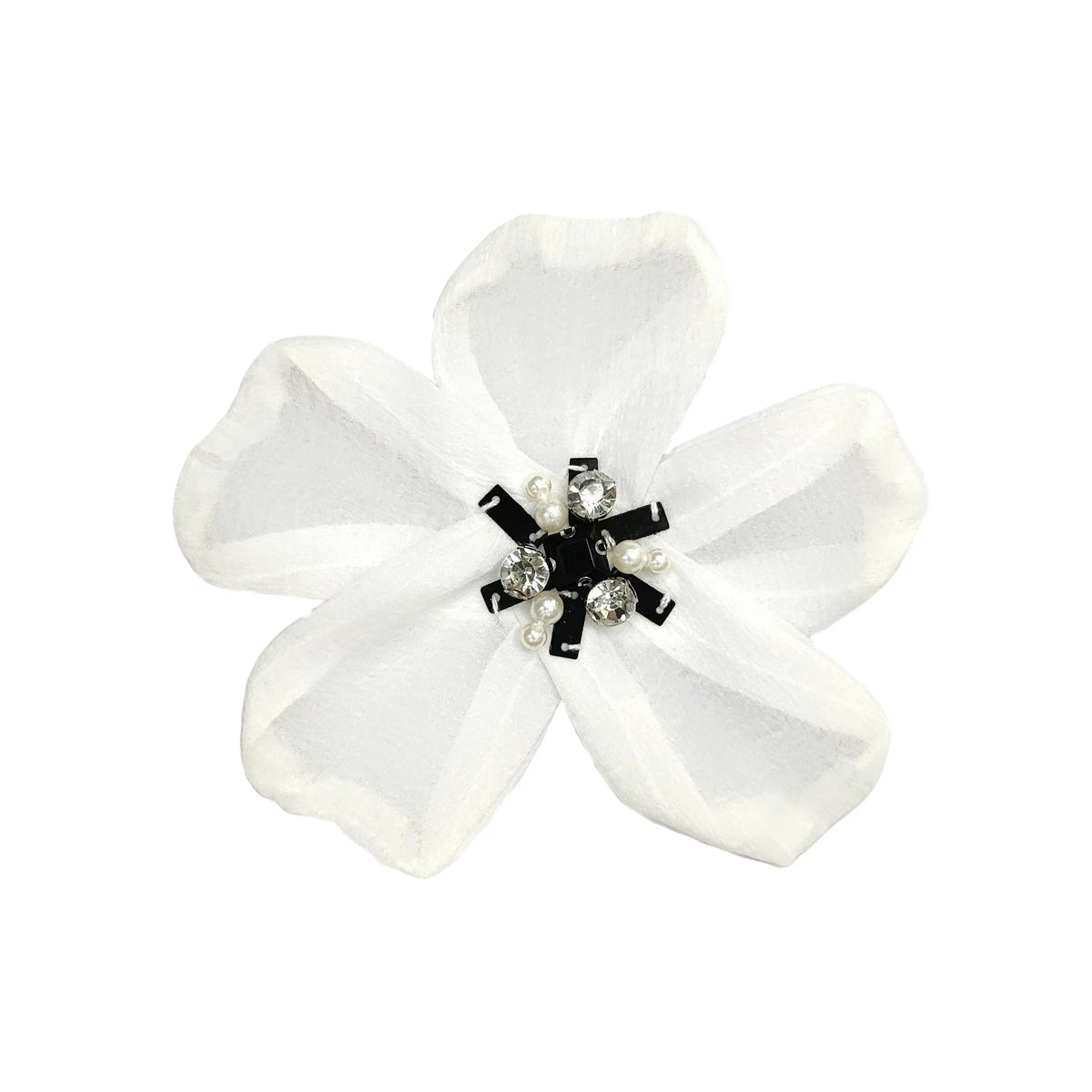 Organza White Chiffon Flower Applique 4pcs