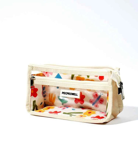 PECPECWELL Pencil Case with Window Cute Stationery Organizer for Girls