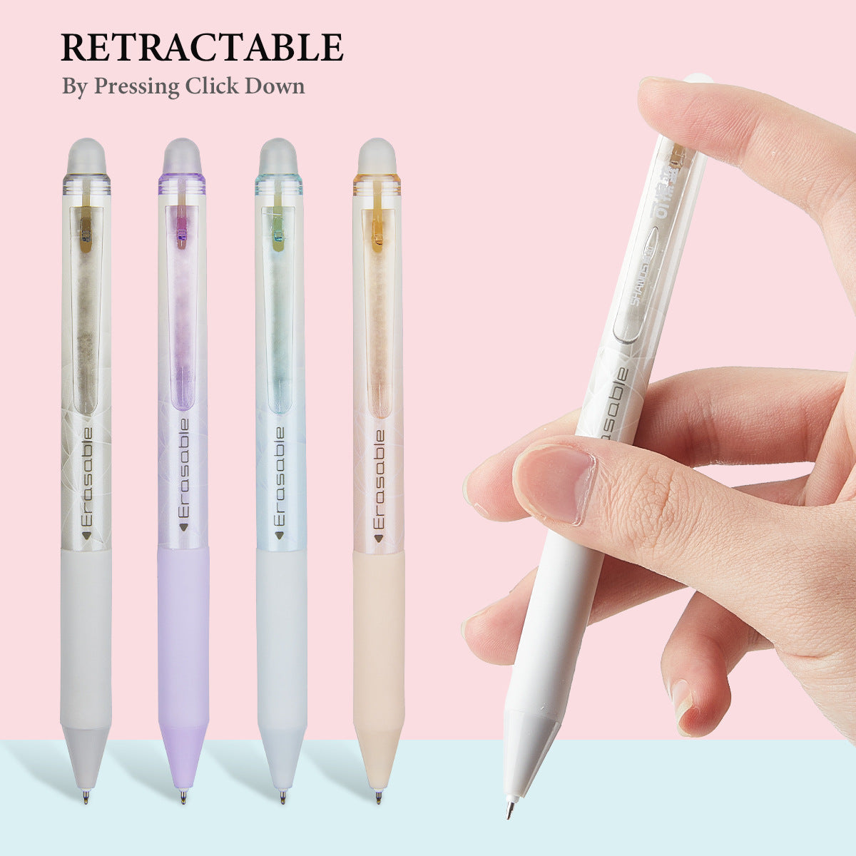 8-Pack Pastel Click Friction Erasable Pens Gel Pens 0.5mm