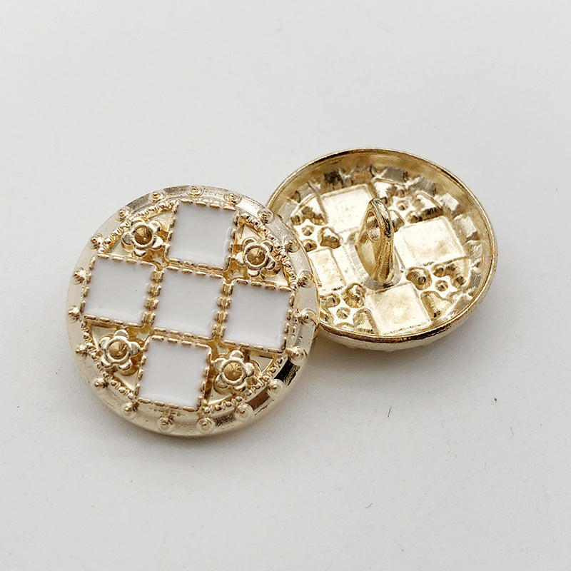 22mm Gold Round Square Rhinestone Metal Shank Buttons 10pcs 6