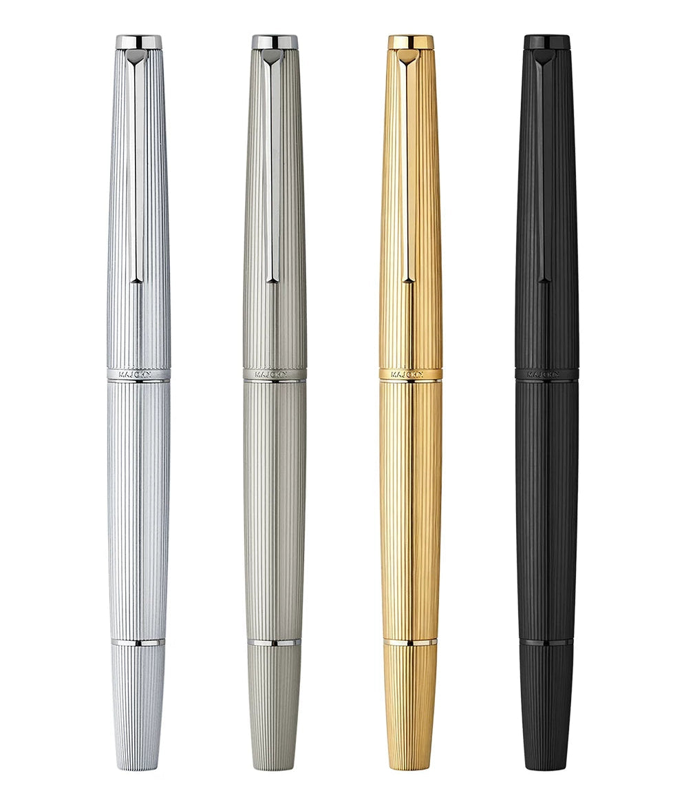 MAJOHN B32 Slim Piston Fountain Pen | Metal Stripe Barrel | Flexible Iridium F Nib 0.5mm
