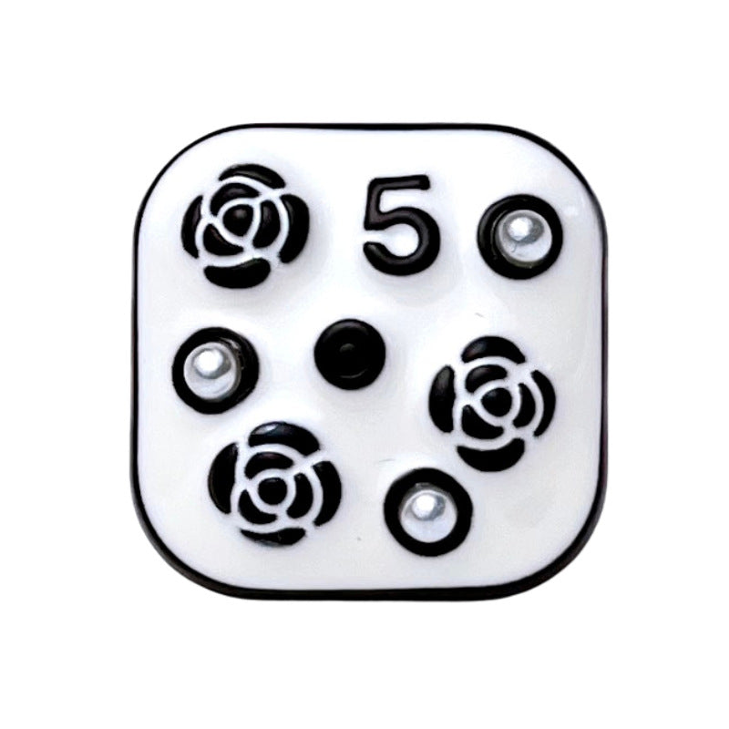 21MM Square Number 5 Pearl Flower Metal Sewing Button 10pcs White
