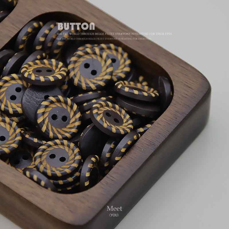 15mm Dark Brown Round 2-Hole Wood Buttons for Sweaters and Tops 40pcs
