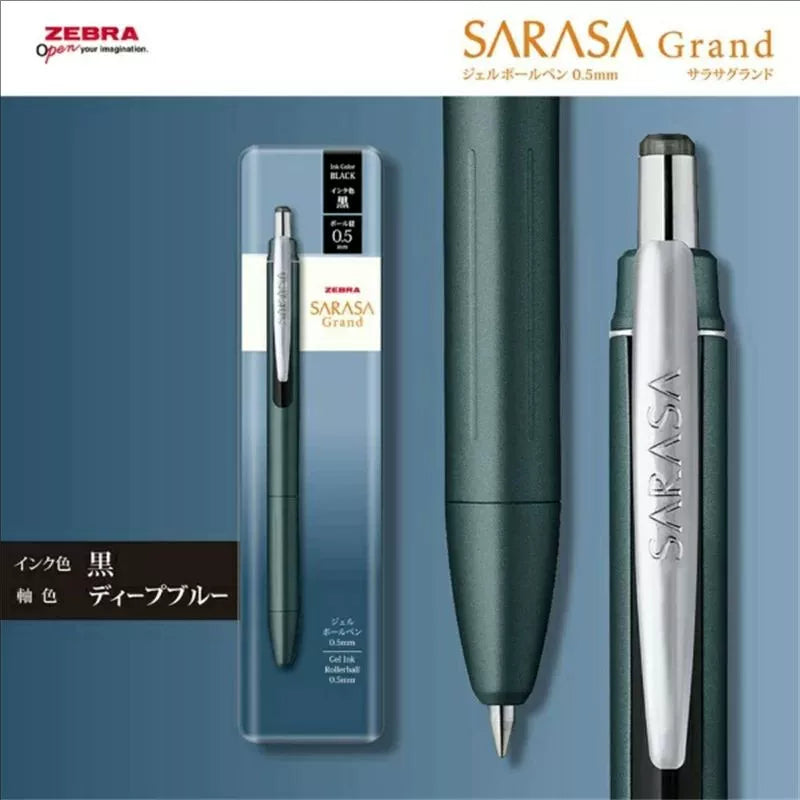 ZEBRA Sarasa Grand JJ57 Retractable Gel Pen | 0.5mm Black | Premium Metal Body | Limited Edition Metal Blue