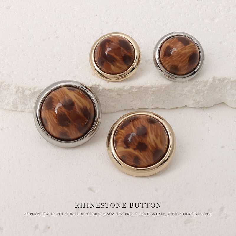 Leopard Print Mushroom Resin Buttons with Metal Shank 10pcs