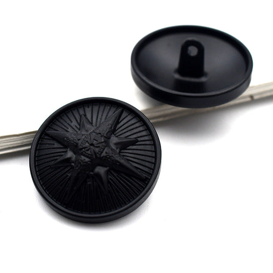 22mm Black Round Beetle Crown and Star Metal Shank Buttons 20PCS Star