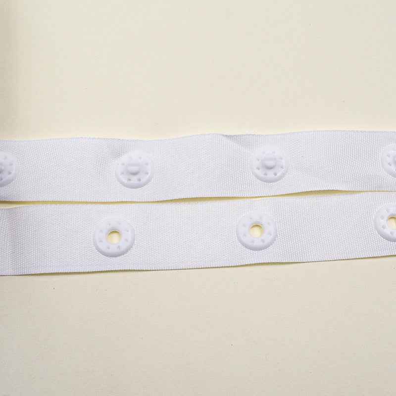 50mm Spacing Cloth Sewing Snap Fastener Button Tape 30 Yards White