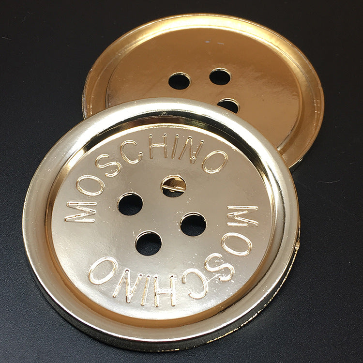 70mm Extra Large Gold Round Thin Edge Four-Hole Metal Buttons 10pcs