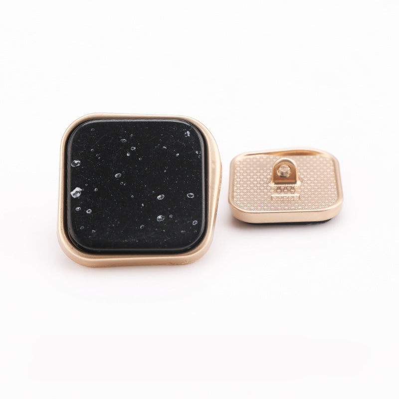 Square Marble Resin Metal Shank Buttons – 20Pcs,Gold Frame 21/29mm Gold Black
