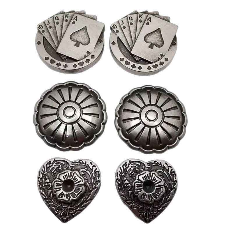 Vintage Silver Alloy Heart Poker Studs Rivets for Jeans 30 Pack