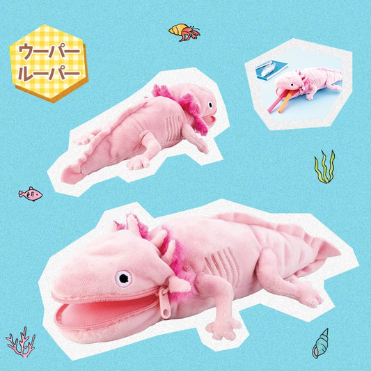 SetoCraft Japan Ocean Animal Plush Pencil Case Whale/Seal/Frog/Axolotl Axolotl
