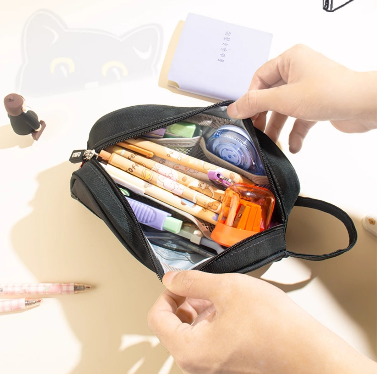 O.KILO Pencil Case Shark Blue/Black Cat/Dino Green/Purple Bear