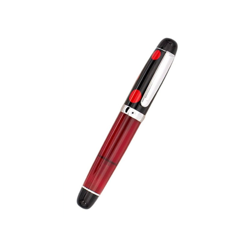 OPUS 88 Mini Pocket Fountain Pen - Traditional Eyedropper Filling, Clear Acrylic Demonstrator, Stainless Steel Nib Red Dot