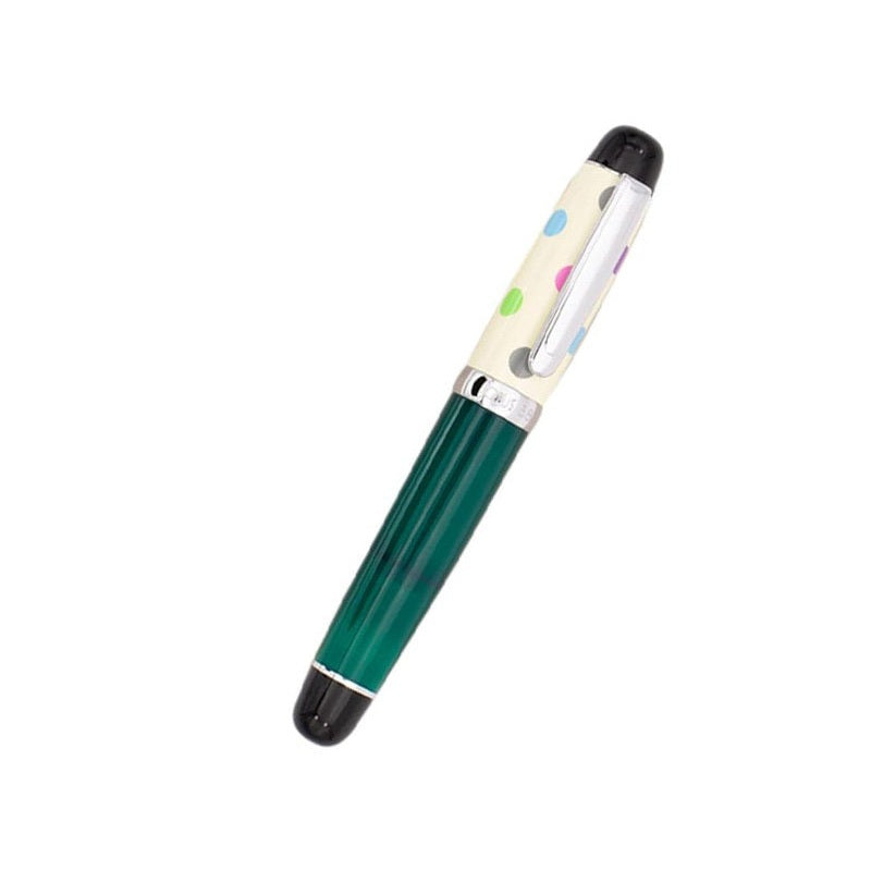 OPUS 88 Mini Pocket Fountain Pen - Traditional Eyedropper Filling, Clear Acrylic Demonstrator, Stainless Steel Nib Green Dot