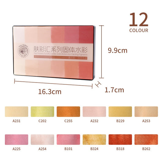 PAUL RUBENS Skin Tone Watercolour Set, 12 Washable Solid Colours
