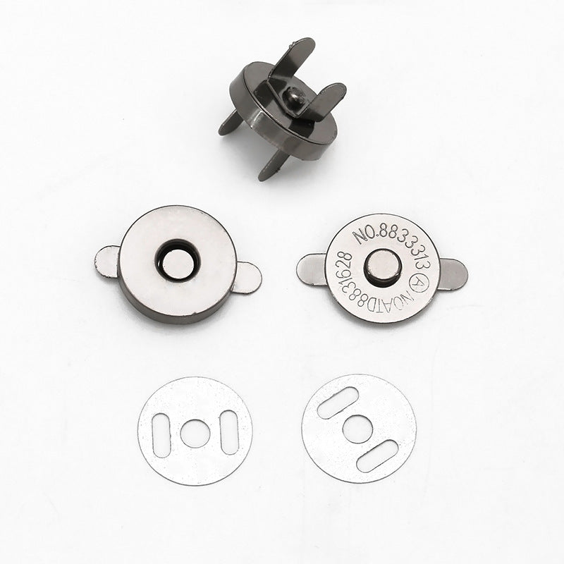 Metal Round Magnetic Snap Buttons for Bag 20pcs Gun Black
