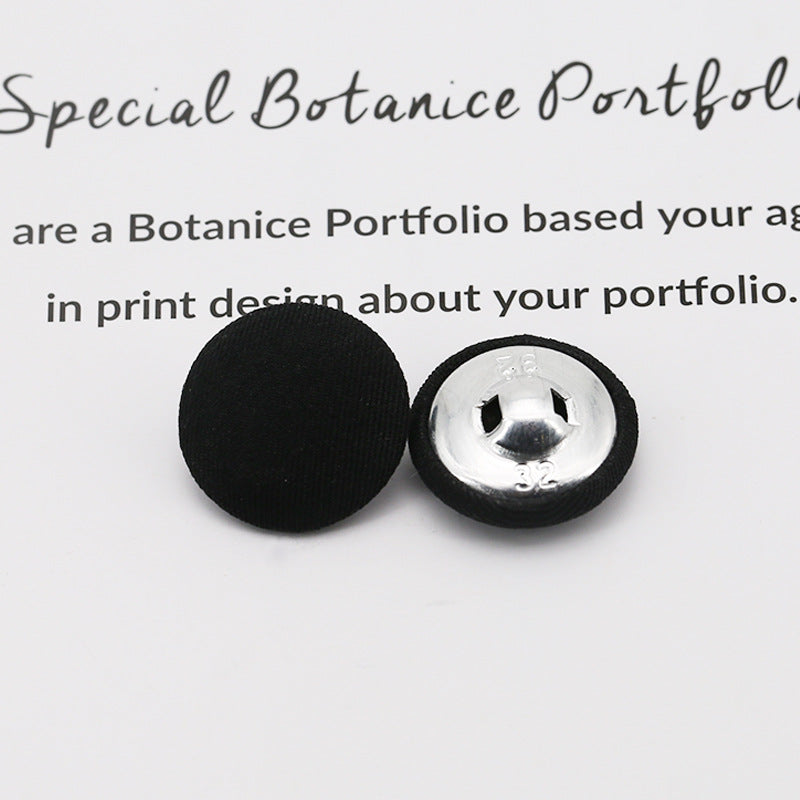 Colorful Round Fabric Covered Shank Buttons,20pcs Black