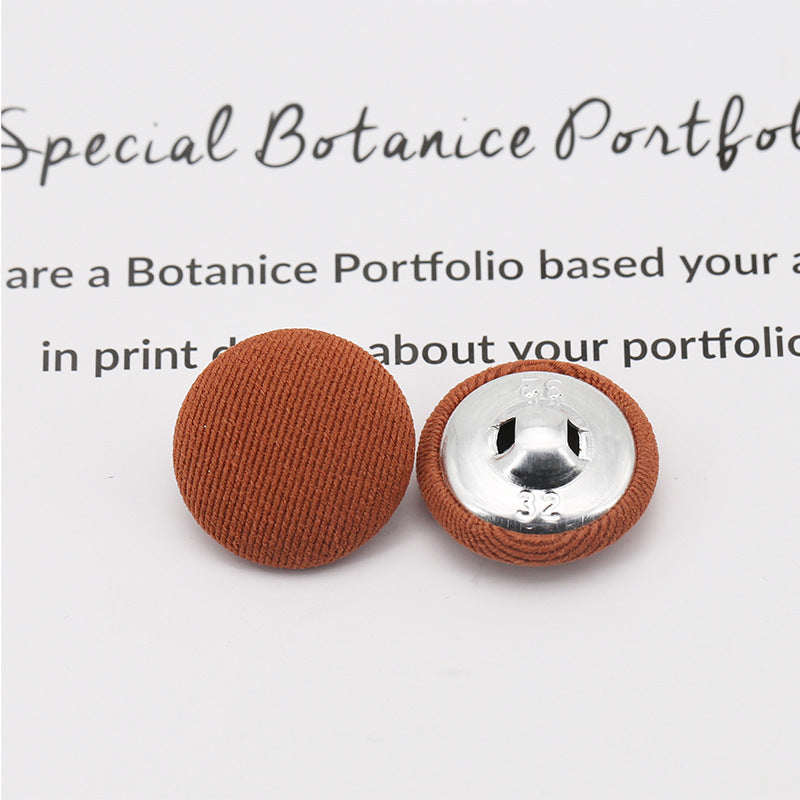 Colorful Round Fabric Covered Shank Buttons,20pcs Light Brown