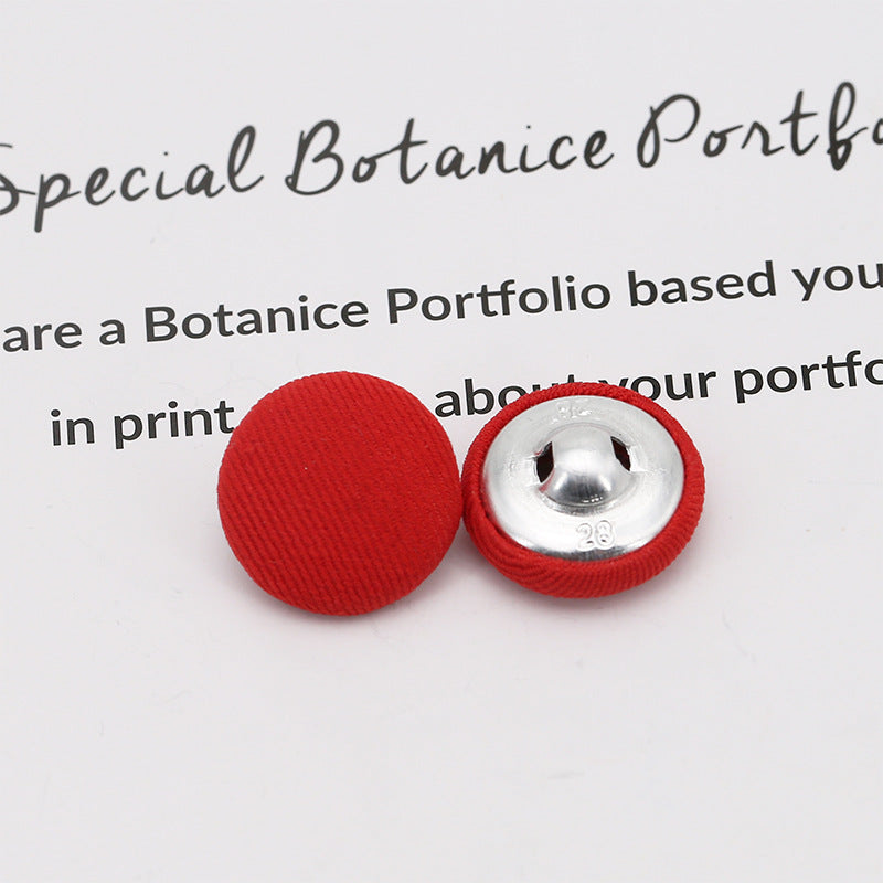 Colorful Round Fabric Covered Shank Buttons,20pcs Red