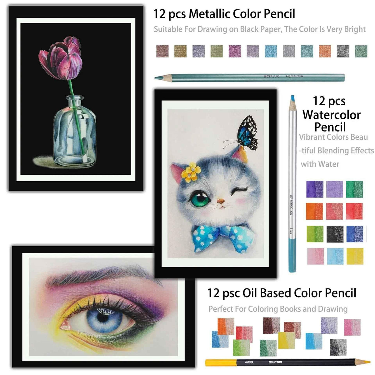 KALOUR Ensemble de 83 crayons de couleur pour dessin artistique