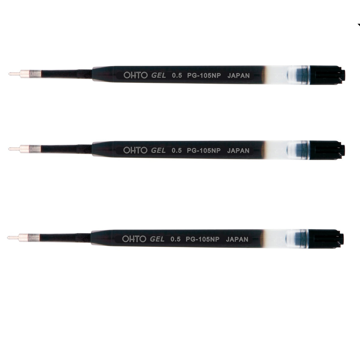 OHTO Flash Dry Gel Pen Refill 0.5mm Black PG-105NP,3 Pack