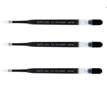 OHTO Flash Dry Gel Pen Refill 0.5mm Black PG-105NP,3 Pack