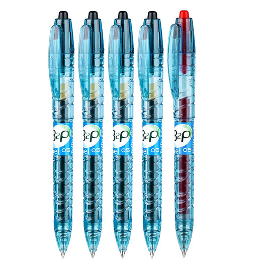 PILOT B2P - Bottle to Pen Retractable Rolling Ball Gel Pen 0.5mm 4 Black + 1 Red