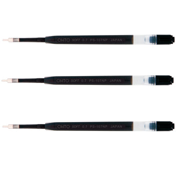 OHTO Soft Oil Based Ink Pen Refill 0.7mm Black PS-107N,3 Pack