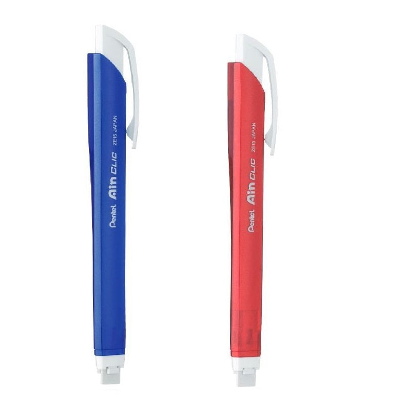 Pentel Ain Clic Knock Triangular Eraser with Clip Pen-Style 2 Pack