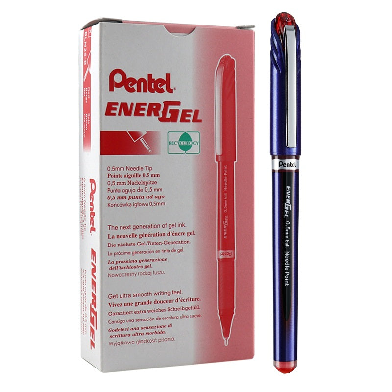Pentel EnerGel Gel Ink Pen 0.5mm Fine Point Needle Tip,12 Pack Red