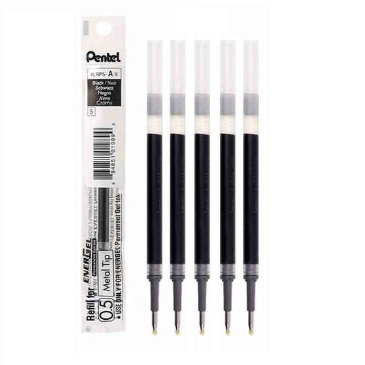 Pentel Energel LRP5 Gel Pen Refill - 0.5mm - Black/Blue/Red - 6 Pack Black