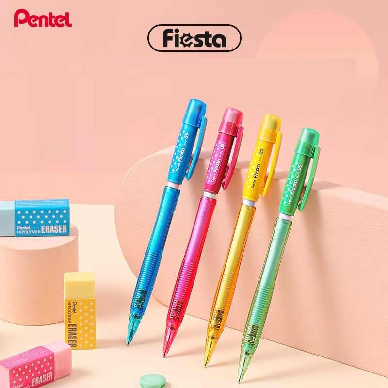 Pentel Fiesta Mechanical Pencil AX105 0.5mm Dot Barrel - 4 Colors Pack