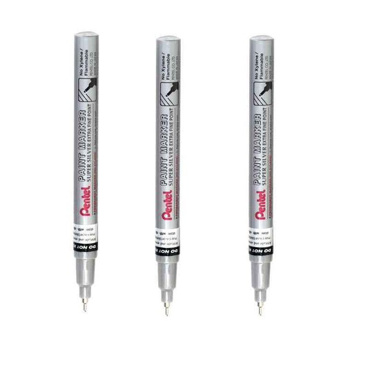 Pentel Paint Marker Extra Fine Point MFP10 Gold/Silver/White 3 Pack 3 Silver