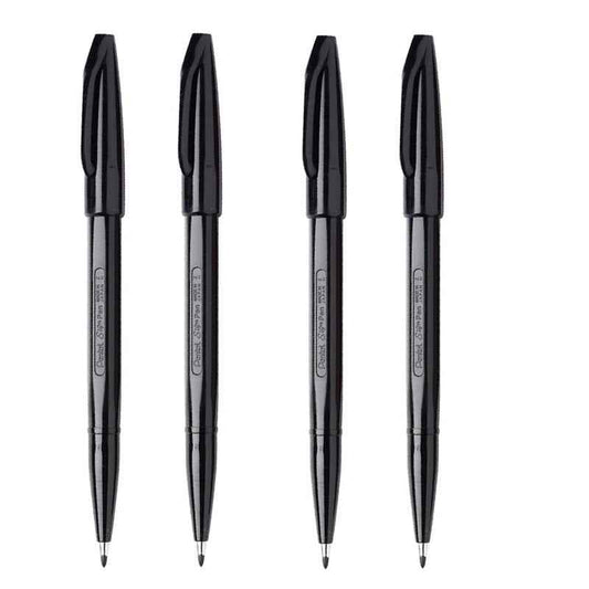 Pentel S520 Sign Pen Fiber Tip 2.0 mm, 4 Pack Black