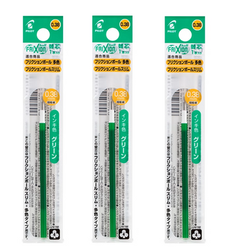 Pilot FriXion Ball Slim Gel Multi Pen Refill 0.38mm Green 3 Pack