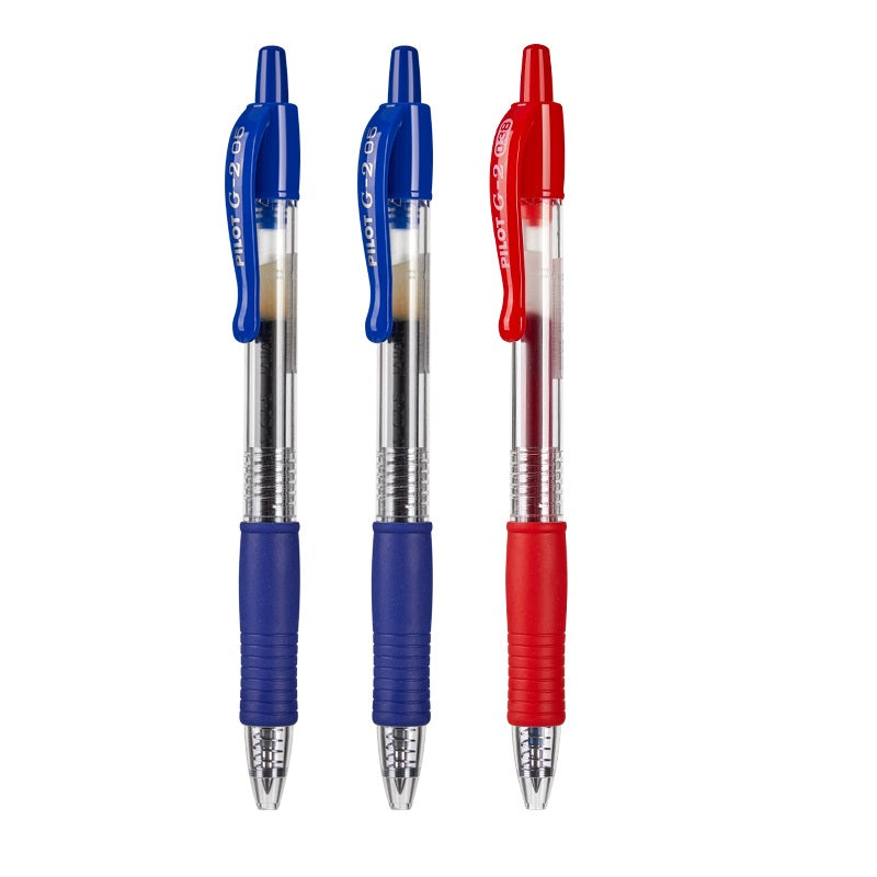 Pilot G2 Retractable Gel Pens- 0.5mm 3 Pack 2 Blue 1 Red