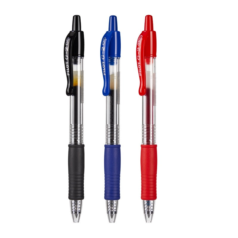 Pilot G2 Retractable Gel Pens- 0.5mm 3 Pack 1 Black 1 Red 1 Blue