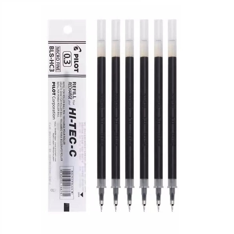 Pilot Hi-Tec-C Gel Pen Refill - 0.3mm - Black/Red/Blue - BLS-HC3 Black 6 Pack