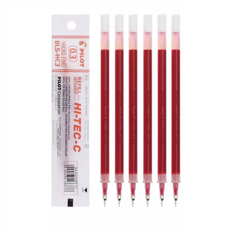 Pilot Hi-Tec-C Gel Pen Refill - 0.3mm - Black/Red/Blue - BLS-HC3 Red 6 Pack