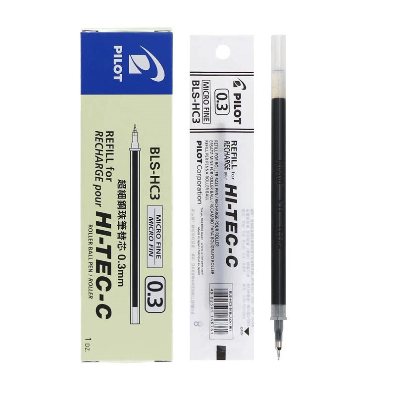 Pilot Hi-Tec-C Gel Pen Refill - 0.3mm - Black/Red/Blue - BLS-HC3 Black 12 Pack
